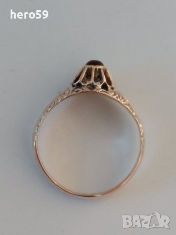 Стар Руски дамски златен пръстен с натурален рубин/злато 14 карата/, снимка 6 - Пръстени - 39617139