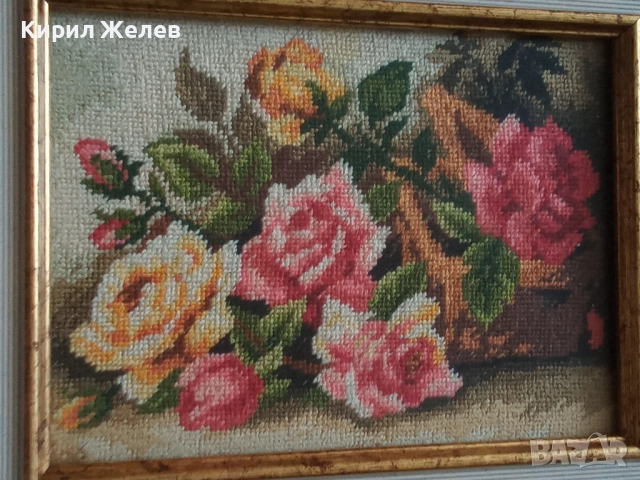 Картина стара дървена гоблен 42817, снимка 7 - Антикварни и старинни предмети - 51702670