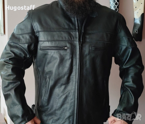 Ново Кожено яке Motomall черно телешки бокс мотор моторджийско Хл/2Хл, снимка 8 - Якета - 53334000