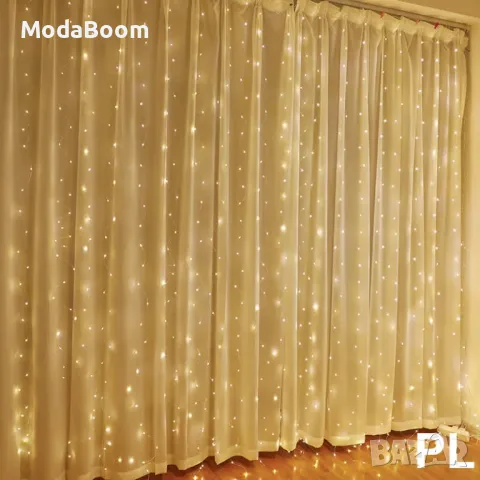 Голяма Гъста Коледна завеса от лампички , снимка 2 - Декорация за дома - 48043193