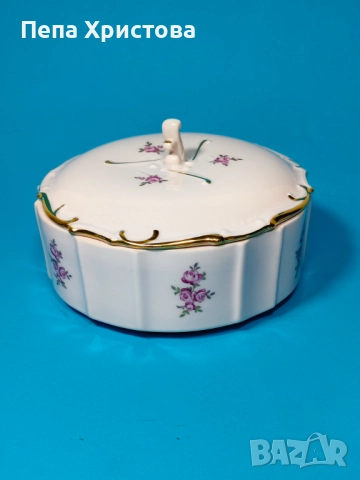 Бонбониера с капак от чехословашки розов порцелан