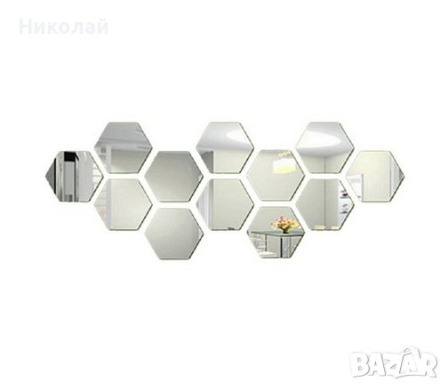 12 бр. Огледални стикери за декорация на дома , баня , стена таван вратя стикер огледало огледала, снимка 4 - Други - 40834180