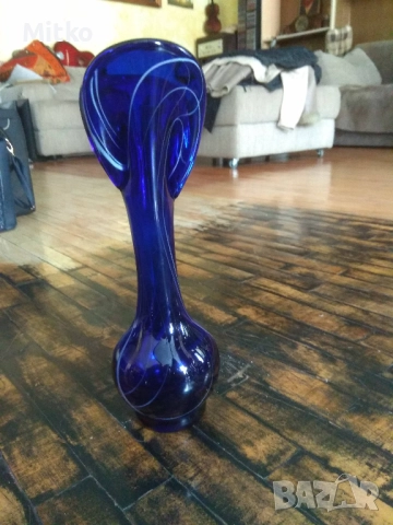 Ваза син кристал, снимка 3 - Вази - 52330399