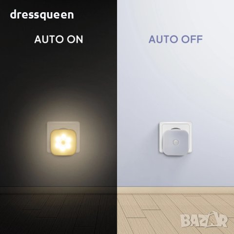 3745  LED нощна лампа за контак със сензор за дввижение, снимка 3 - Лед осветление - 44013592