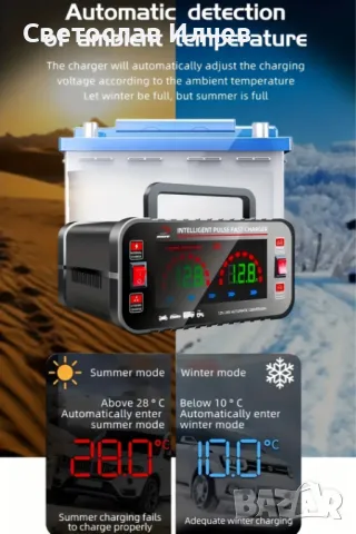 Интелигентно смарт Зарядно за акумулатор  12V/ 24V, снимка 2 - Друга електроника - 49524695