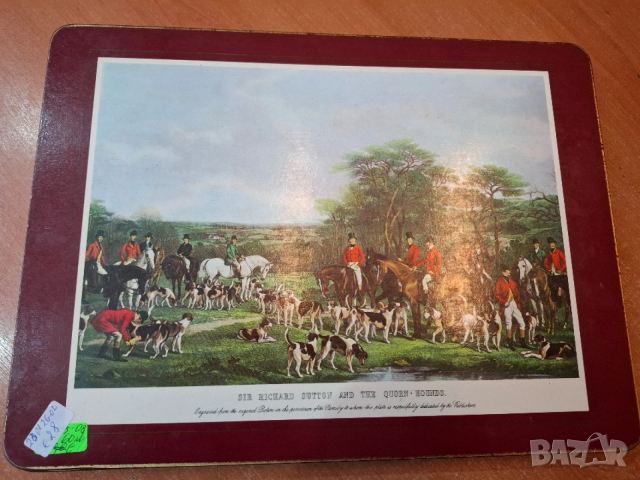  Винтидж корк подложки с ловни картини, снимка 2 - Антикварни и старинни предмети - 53202100