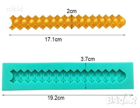 овално назъбена лента борд кант форма силиконов молд за фондан украса торта декорация мъфини, снимка 3 - Форми - 17917279