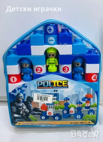 Конструктор строител Полиция с едри части 