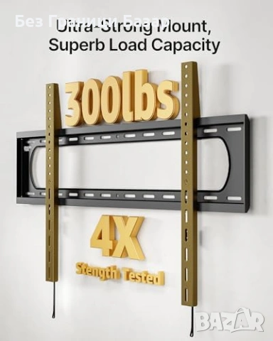 Нова Фиксирана стенна стойка за голям ТВ до 120" VESA 900x600 136кг, снимка 7 - Стойки, 3D очила, аксесоари - 53530095