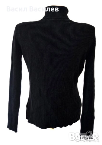 Дамска блуза черно поло еластична, снимка 2 - Блузи с дълъг ръкав и пуловери - 51934593