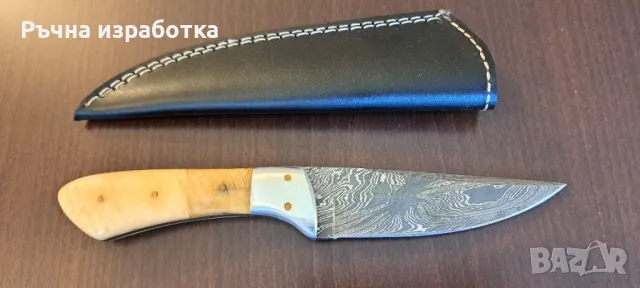 нож ръчна изработка дамаска стомана и камилска кост кания