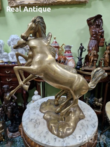 Уникална голяма антикварна английска бронзова фигура статуетка композиция 