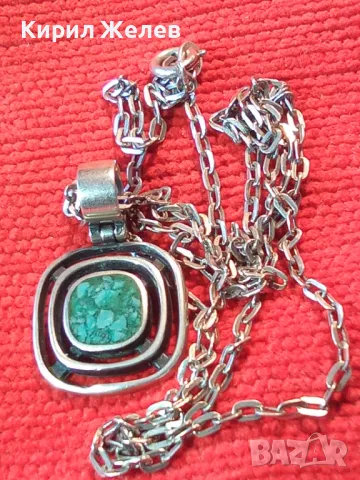 NIKOL@AS Арт СРЕБЪРНО КОЛИЕ с МЕДАЛЬОН МАТИРАНО СРЕБРО 925 КАМЪК ХРИЗОКОЛА на БИЖУТЕРА НИКОЛАС 49803, снимка 12 - Колиета, медальони, синджири - 49426175