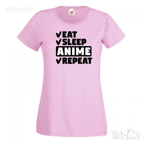 Дамска тениска Anime,Eat,Sleep,Anime,Repeat,Ядене,Спане,Подарък, снимка 8 - Тениски - 36420002