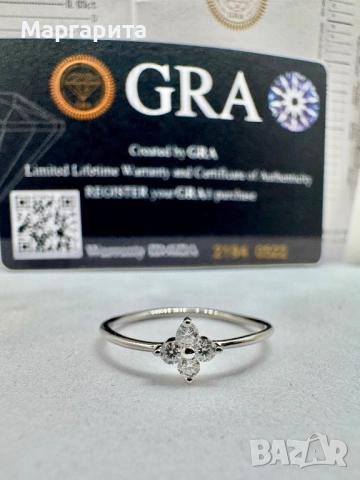 Сребърен пръстен с мойсанит  (диамант)