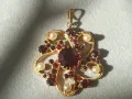 Старинна висулка с гранатови кристали и перли , снимка 3