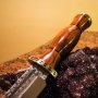  Голям бутиков ловен нож WOLF А74 с кания и дървена дръжка череша , снимка 3