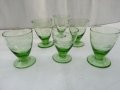 Ретро чашки с гарафа за ракия цветно зелено стъкло, снимка 7