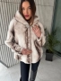 Дамско палто от еко косъм в бежаво кафяво с камъни за акцент, снимка 3