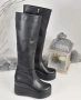 Ботуши на платформа - черна кожа с черно ходило, снимка 4