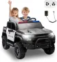 Двуместен акумулаторен джип POLICE 4X4 24V MP3 меки гуми,Кожена седалк, снимка 3