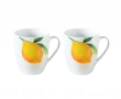 Комплект от 2 порцеланови чаши - Изчистено бяло или лимон върху бяло, снимка 1