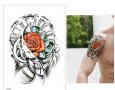Часовник римски с роза Временни татоси tattoo татуйровка временна татуировка татос татус Tattoo, снимка 2