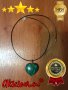 Ново колие каишка медальон с висулка любовно сърце от красив минерал малахит модни бижута за подарък, снимка 1 - Колиета, медальони, синджири - 38327139