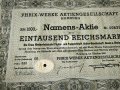 Акция | 1000 райх марки | Phrix-Werke AG Hamburg | 1941г., снимка 2