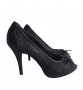 Черни дантелени обувки на ток, снимка 1 - Дамски обувки на ток - 39847286