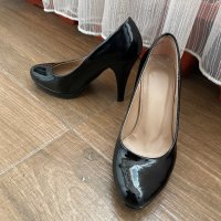 Дамски обувки черен лак заоблени с висок ток МЕГИЯС, снимка 2 - Дамски обувки на ток - 43355835
