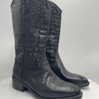 Дамски кожени ботуши от колекцията Western Boot на Zoe, черни, снимка 2 - Дамски ботуши - 43430529