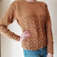 Ръчно плетен кафяв пуловер, снимка 3 - Блузи с дълъг ръкав и пуловери - 22703086