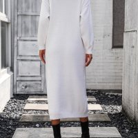 Модна дамска плетена рокля с копчета с темперамент, 3цвята - 023, снимка 3 - Рокли - 43317905