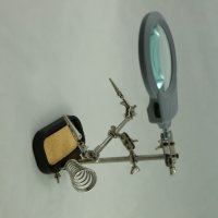 LED стъклена лупа със стойка за запояване, 2х, Германия, снимка 4 - Други инструменти - 26657556