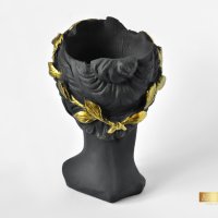 Арт ваза във формата на глава на гръцка богиня / Подарък за рожден ден / Абстрактна ваза черен мат, снимка 8 - Саксии и кашпи - 40522089