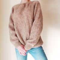 Ръчно плетен мохерен пуловер, снимка 3 - Блузи с дълъг ръкав и пуловери - 27811703