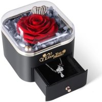 Нова Вечна Роза и Колие Уникален Романтичен Подарък за жена, снимка 1 - Бижутерийни комплекти - 43984253