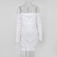  Луксозна бяла рокля с пайети кръщене, снимка 5 - Рокли - 27550095