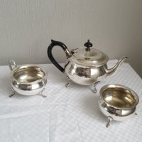Английски посребърен сервиз за чай от 3 части, снимка 1 - Антикварни и старинни предмети - 43203606