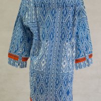 Дамска риза-туника с фигурален принт в синьо, бяло и червено Ble collection - S/M/L, снимка 2 - Ризи - 43097826