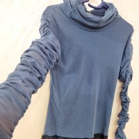 Блуза в синьо. Нова.Вискоза, памук материя, снимка 1 - Блузи с дълъг ръкав и пуловери - 42160963