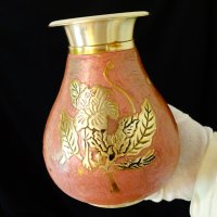 Бронзова ваза,гарафа,емайл,рози 730 гр. , снимка 9 - Вази - 37369337