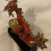 Китайски античен червен метален дракон, снимка 7 - Антикварни и старинни предмети - 44909358