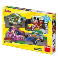 Детски пъзел Dino MICKEY AND MINNIE THE RACE – 4 х 54 eлемента Код: 333208/99427, снимка 1 - Игри и пъзели - 28803773