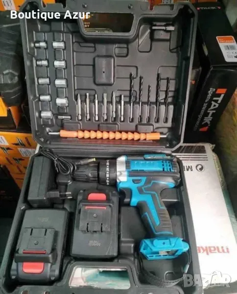 Машина за пробиване и завинтване в куфар,23 части,2 батерии, снимка 1