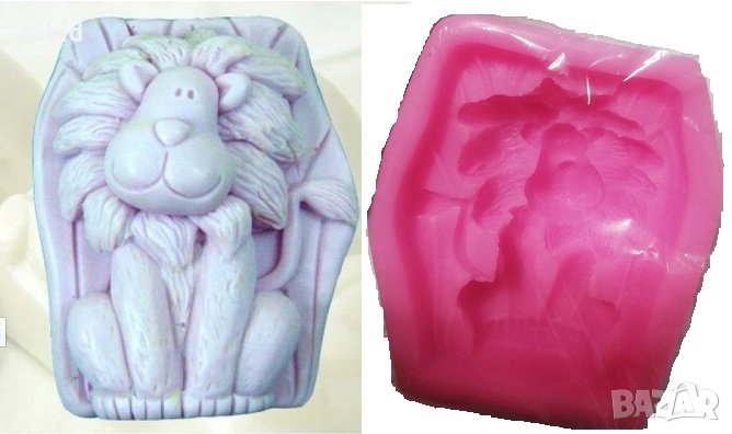 Голям лъв дълбок силиконов молд форма за украса торта фондан гипс сапун шоколад, снимка 1