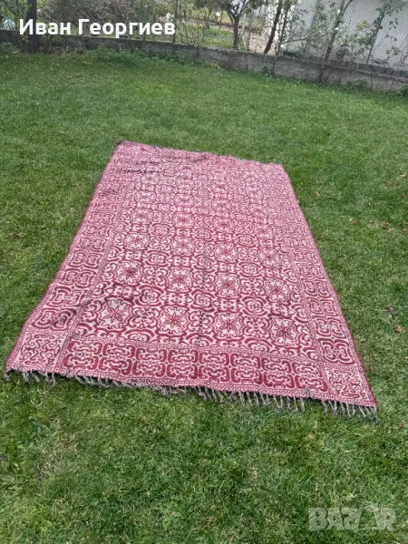 Жакардов килим 3,20х1,90 см червено и сиво, снимка 1