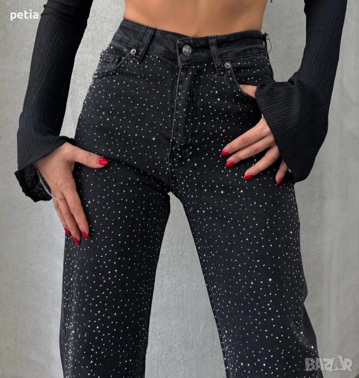 Дамски дънки с брокат, снимка 1