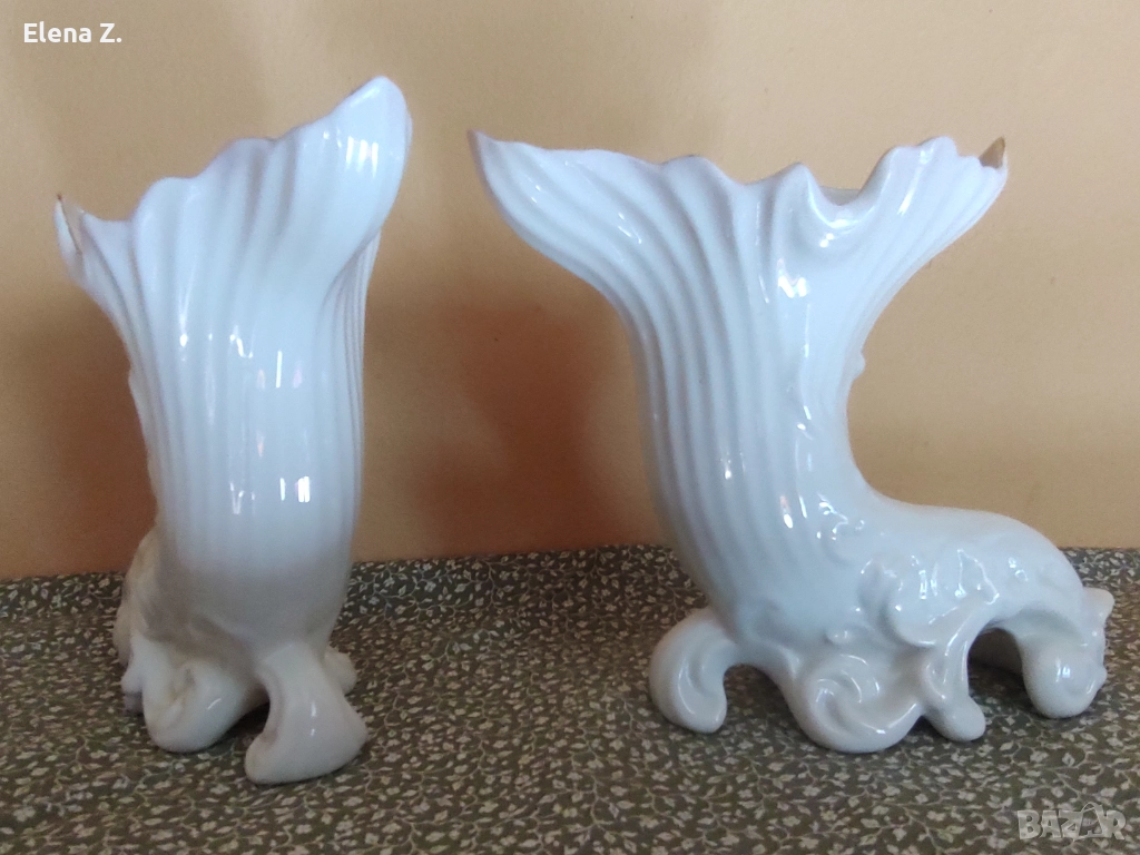 Изящна ваза рог на изобилието Belleek Ireland, снимка 1